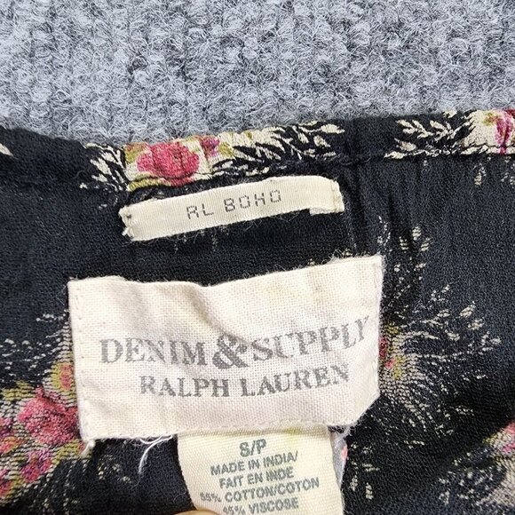 Denim‎ & Supply Ralph Lauren Boho Floral Peasant Top Blouse Tassel Size Small - Picture 6 of 13
